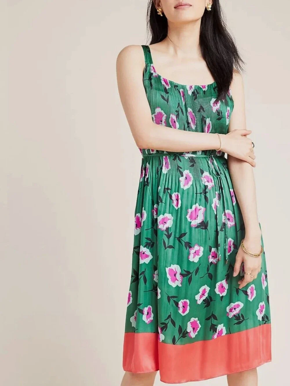 anthropologie green pleated dress NWT Anthropologie Canyon Creek Dress pleated mint green paisley sz 4 S orig  $168